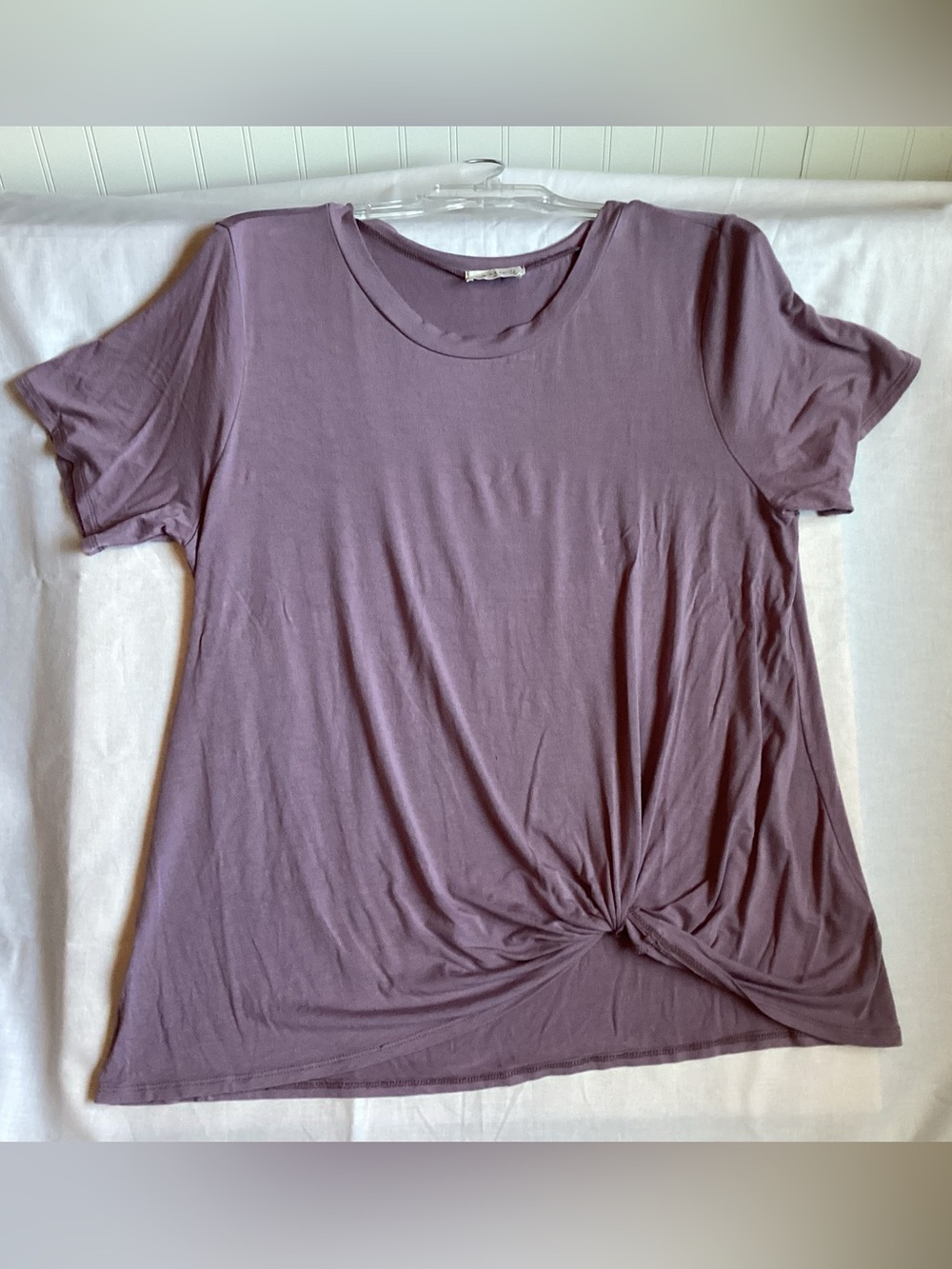 french pastry Short Sleeve Twist Front Tee - Mauve